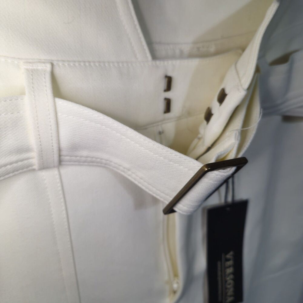 Versona Modern Fit White Pants w/ Matching Belt NWT Size 10 Chic Mid Rise - Picture 3 of 12